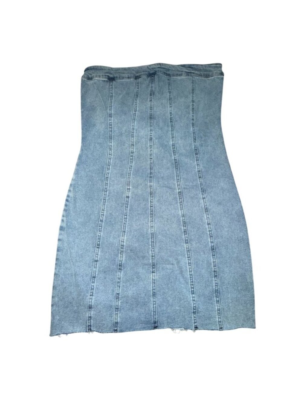 Y2K Style Strapless Panelled Jean Bodycon Mini Dress-S-GUC
